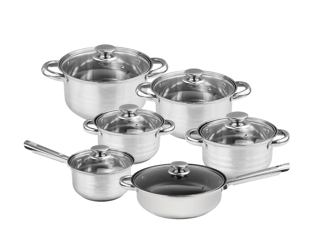 Restaurant 12pcs Stainless Steel Cookware Set Customized Logo