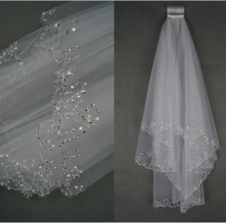 Bridal veil, wedding dress, dress accessories, 2 layers of handmade beads, hook
