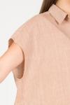 Summer women's fashion oversized cotton shirt dress in beige