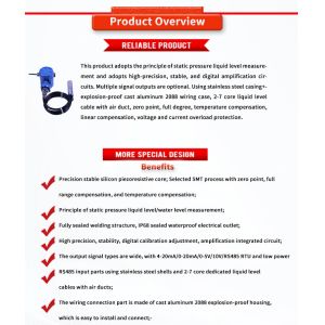 UNIVO UBPT500-601SY Explosion-proof Liquid Level Sensor for Monitoring 0.5-100m