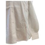 Women Turn Down Collar Algodon White Puff Sleeve Blouse