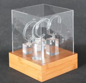China Custom Logo Engraved Bamboo Display Unit Acrylic Watch Display Case Durable factory