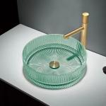 Colorful Crystal Glass Wash Basin Cylindrical Shape Countertop Basin Bowl