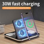 3 in 1 Wireless Charger Stand Holder for iPhone iWatch Airpods 30W Maximum