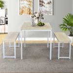 47.3" L 3 Piece Dining Room Table And Chair Set With Two Benches