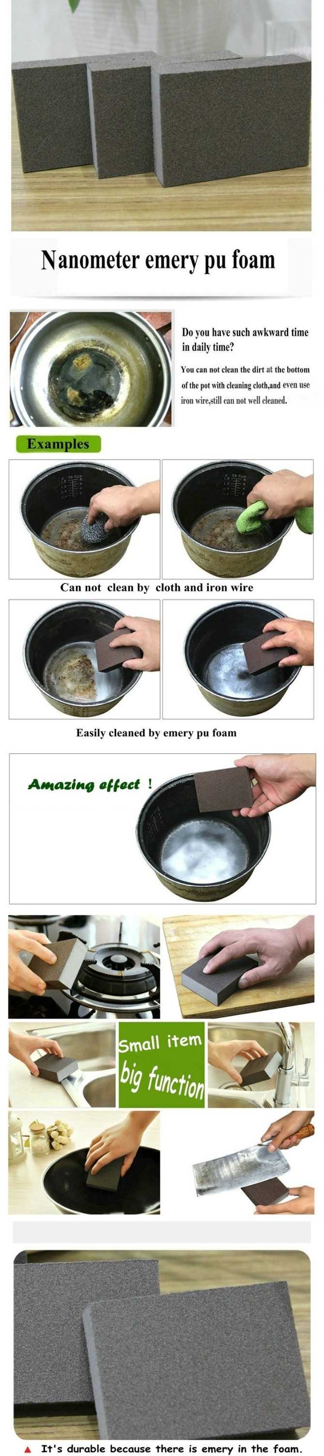 Polishing sponge for kitchen ware