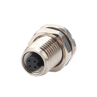 China Industrial Circular Waterproof Connector M5 Code-A 4Pin Panel Flange PCB Female Socket IP67 factory