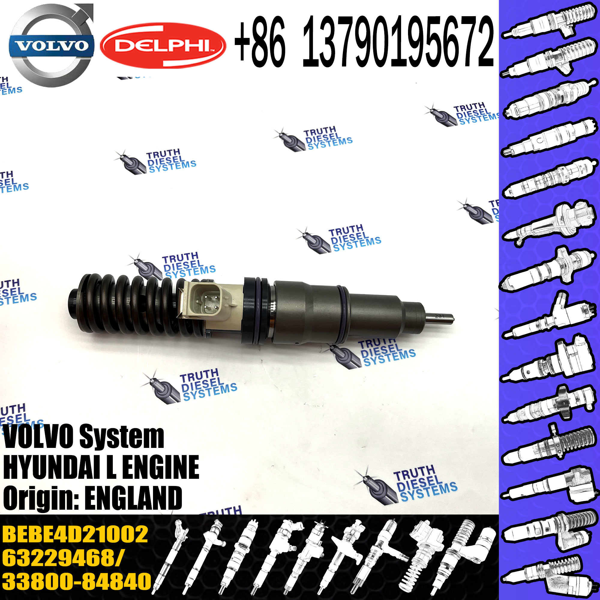 Common Rail Diesel Fuel Injector 63229468 33800-84840 BEBE4D21002 for Engine Parts