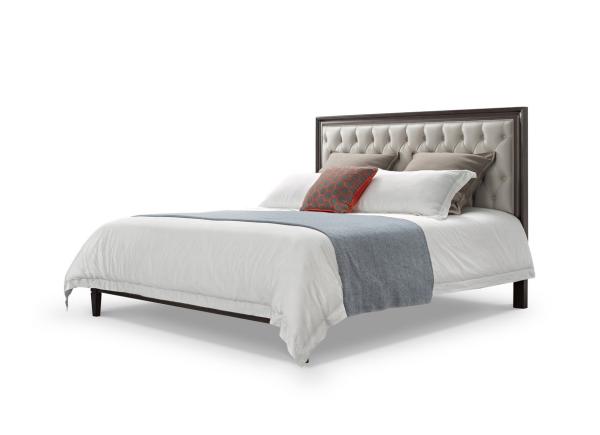 Leather Upholstered Headboard American Style King Size Bed For Light Luxury