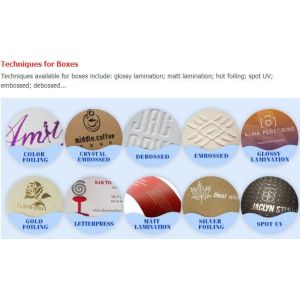 SPOT UV, COLOR FOILING, EMBOSSED, DEBOSSED, GLOSSY LAMINATION, GOLD FOILING,