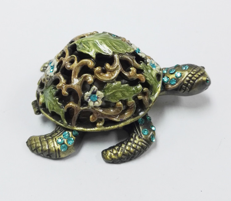 Turtle Custom exquisite turtle shape pewter animal trinket jewelry box