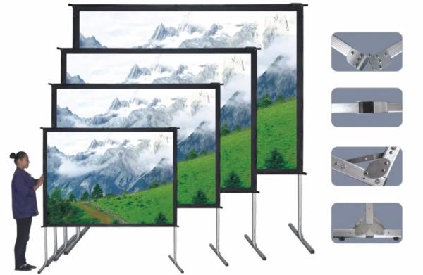 Front And Rear Fast Fold Projection Screen Portable Outdoor 200 300 Inch 16:9 4