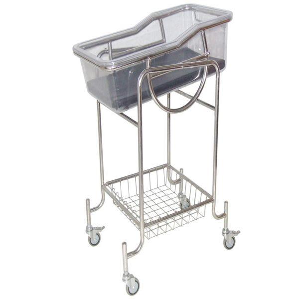 Four Silent Castor Stainless Steel Baby Bassinet Crib Adjustable Inclination
