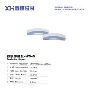 China Wet Compression Forming Circular Arc Permanent Magnet Ferrite For Universal Motor W040 factory