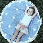 Cheaper price small MOQ custom printed children round beach towel baby beach