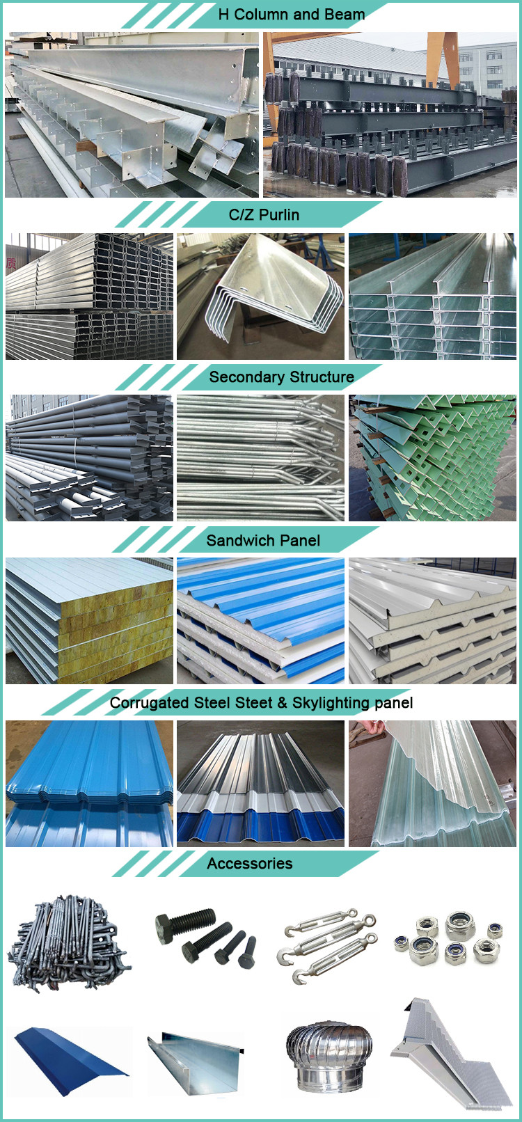 Prefab Building 100000 SQM Light Steel Warehouse Hangar Q235 Q345