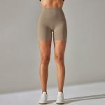 Solid color yoga shorts double-side sanding tight high-waisted stretch sports