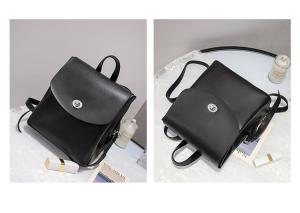 China 21cm 24cm Black Leather Rucksack ODM Convertible Bucket Bag Backpack factory