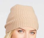 Women ' S Knit Beanie Hats 100 % Cashmere Material Lattice Stitch 7gg Gauge