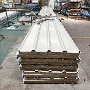 China 50mm ivory white 960mm fireproof rock wool sandwich insulated roof panels for steel structure buildings factory