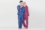 Lovers Pyjamas Cotton Yarn Dyed Check Flannel Long Sleeve Long Pants Satin