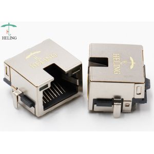 8P8C Brass Shielded PCB RJ45 Jack , Brass Shielded PCB Mount RJ45 Connector