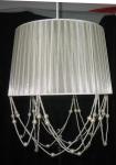 Cream Beads Linen Bedside Lamp Shades White Ribbon 350*220MM