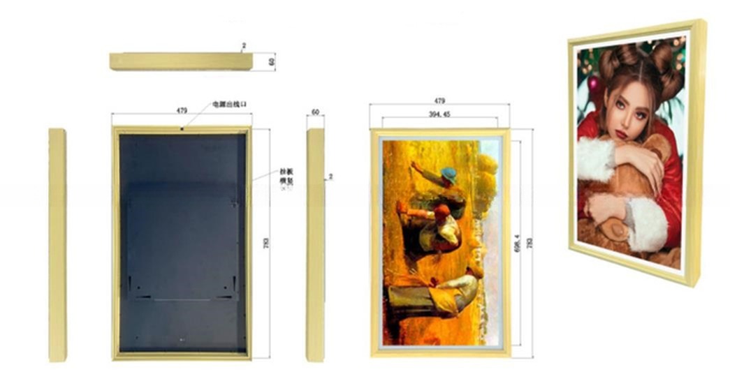 Home/Hall/Hotel Decoration NFT Digital art Frame Advertising Player Video WIFI Android LCD Screen 4K display with wooden frame
