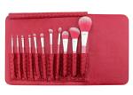 Smile Red Professional Makeup Brush Set Wood Handle PU Bag 136mm - 169mm