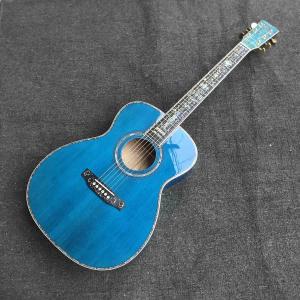 China Custom OM Body Acoustic Electric Guitar Real Abalone Inlays Ebony Fingerboard Burst Maple Water Wave 301 Electronic factory