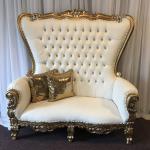 High Back Gold King Bride And Groom Wedding Throne Chairs For Rent 1750x520x550m