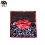 Fashion Lip Reverse Sequin Patch / Iron On Patches 40*40CM Size Red / Black