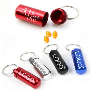 China Portable medicine box storage keychain 50*14mm logo customized factory