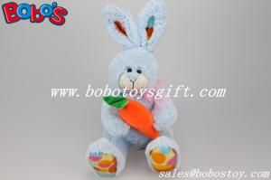 China 7.9&quot; Blue Stuffed Bunny Rabbit Animal Holding Carrot as kids gift is good esater ideas factory