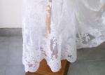 Embroidery Pearl Floral Corded Lace Fabric , White Bridal Lace Fabric With