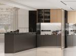Sophisticated Residential Stainless Steel Kitchen Cabinets With Deep Gray And