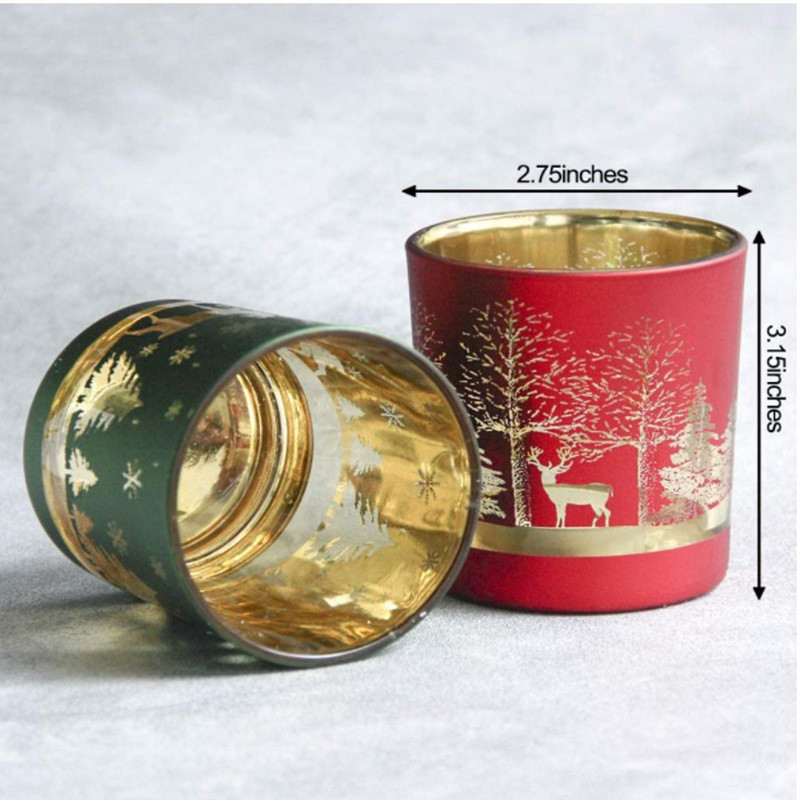 Customized Frosted Glass Candle Holder For Christmas