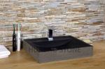Rectangle Stone Sink Basin , Commercial Bathroom Sinks Dark Looking