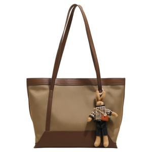China ODM Ladies Tote Handbag 32cm 27cm Old Khaki Leather Bags factory