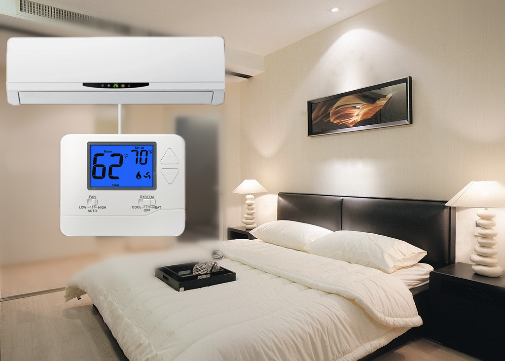 LCD Display Anti Flammable ABS Non Programmable Thermostat