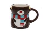 Handpainted Christmas 3D Bear Mug , 335ml Capacity Stoneware Strong Dolomite