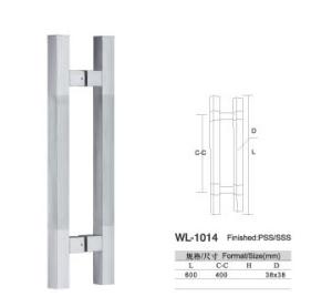 China WL-1014 H shape square SUS304 Stainless Steel entry door handles set glass door handle L600 satine factory