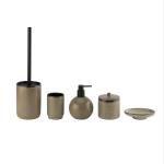 Round Shape Ceramic Bathroom Accessories Set Tawny OEM Ceramic Soap Dispenser