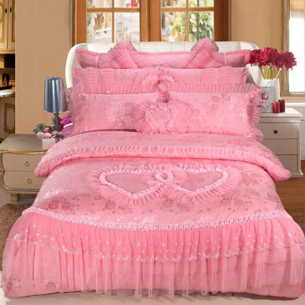 200TC 100% Cotton Bed Sheet Quilt Cover Bed Skirt Set for European and American