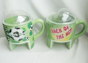 China Chocolate Ball Packing 3D Ceramic Mug / Personalised Football Mug With Goal factory