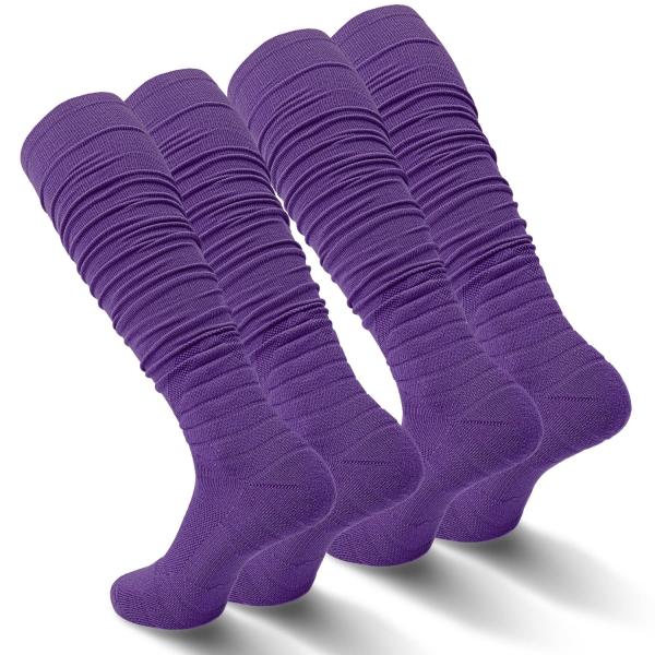 Autumn Men Boys Extra Long Padded Football Scrunch Socks for Sports Performance