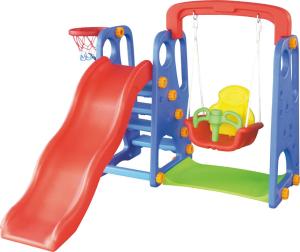 China CE standard kindergarten kids toys indoor plastic slide with swing set factory