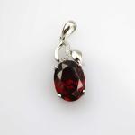 925 Silver 9mmx11mm Oval Blue Topaz Cubic Zirconia Pendant (PSJ0429)