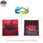 Fashion Lip Reverse Sequin Patch / Iron On Patches 40*40CM Size Red / Black
