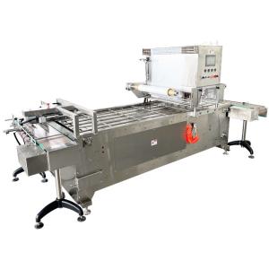 China PLC Controlled MAP Tray Sealer Machine for seafood tray vacuum gas flushing sealing factory